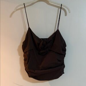 Zara Brown Spaghetti Strap Satin Cami Top